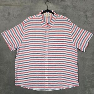 Carbon 2 Cobalt Shirt Mens XL Red White blue Striped button up S/S‎ pocket